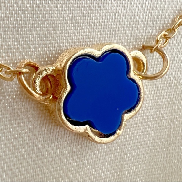 18K Gold Plated blue clover necklace Jewelry Set womens - Picture 4 of 7